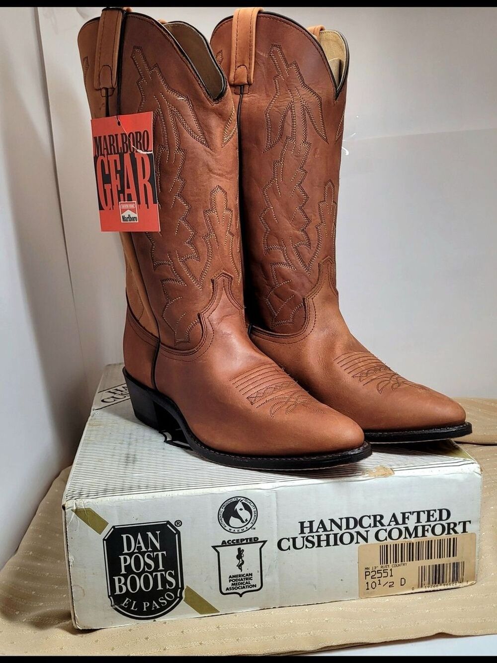 Dan Post Marlboro Country Store Vintage  Leather Cowboy Western Boots NIB,10.5D